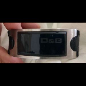 Dolce & Gabana D&G Black Leather Buckle Bracelet